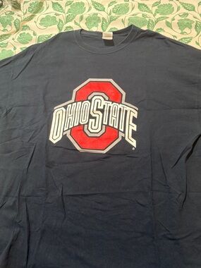 Ohio State Men's Navy Graphic Tee with Red Logo